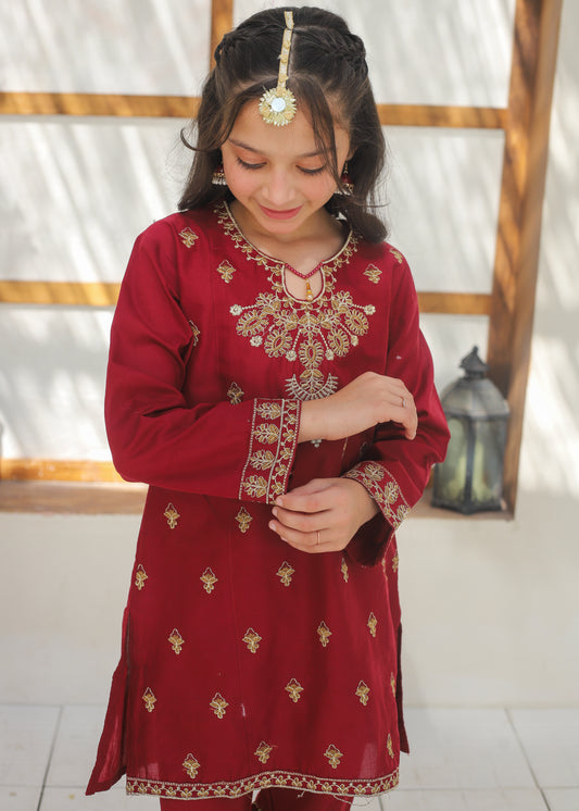 Maroon Gharara Suit KST 145