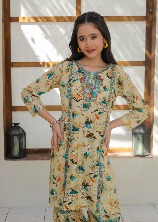 Beige Embroidered Gharara KST 148