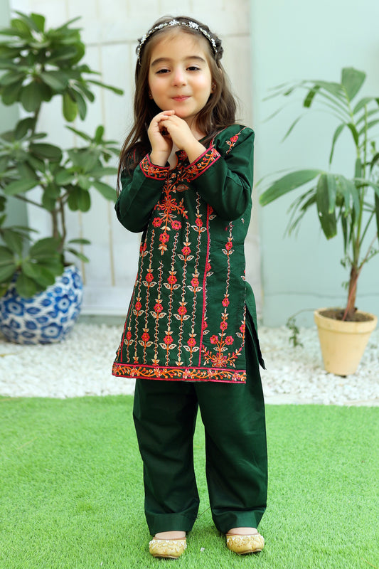 Dark Green Embroidered 2Pcs Suit KST 080
