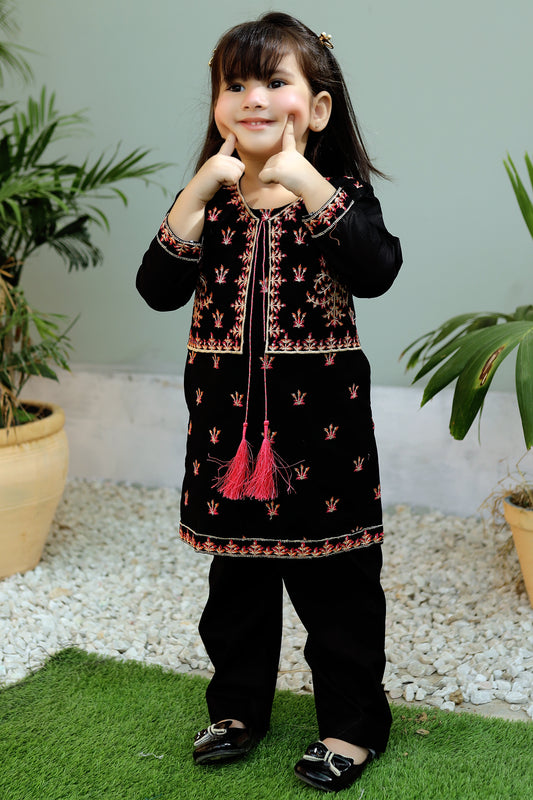 Vantablack Embroidered 2Pcs Suit KST 081