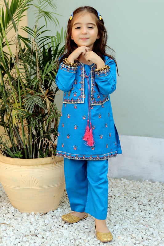 Blue Lagoon Embroidered 2Pcs Suit KST 082
