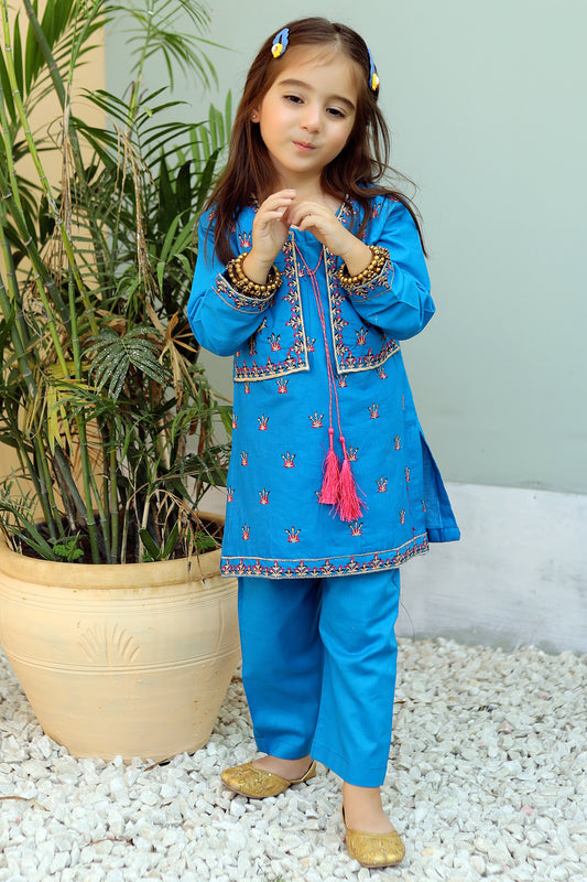 Blue Lagoon Embroidered 2Pcs Suit KST 082