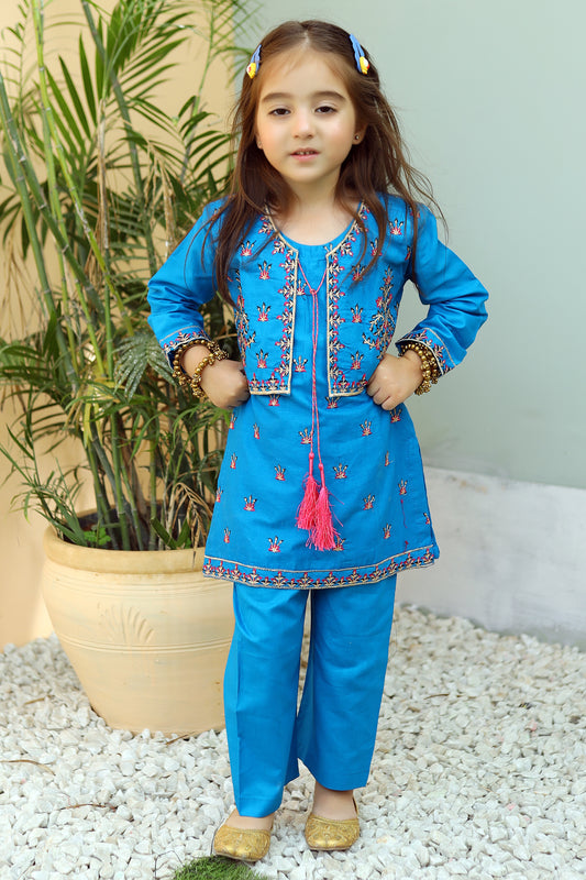 Blue Lagoon Embroidered 2Pcs Suit KST 082