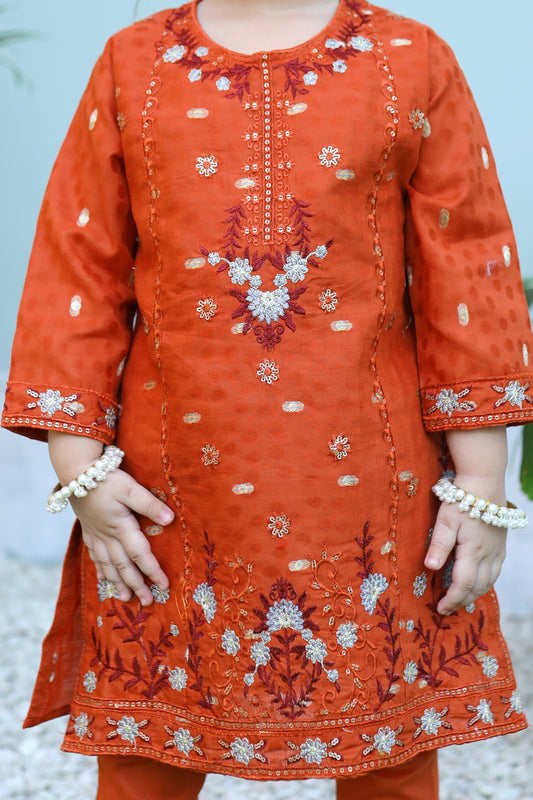 Autumn Orange Embroidered KST 086