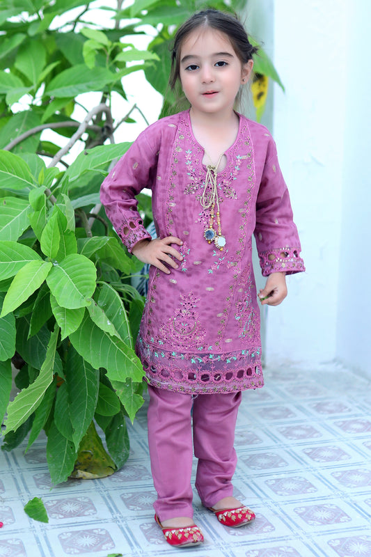 Ultra Pink Embroidered 2Pcs Suit KST 087