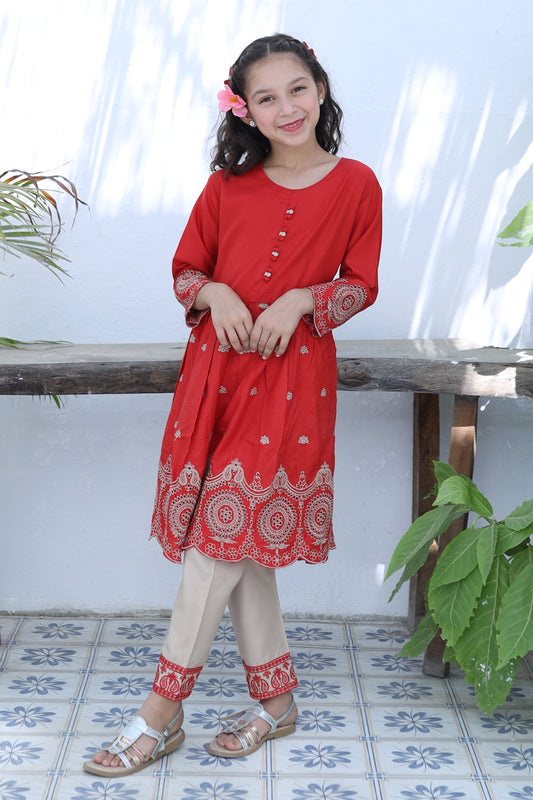 Persian Red Short Frock KST 089