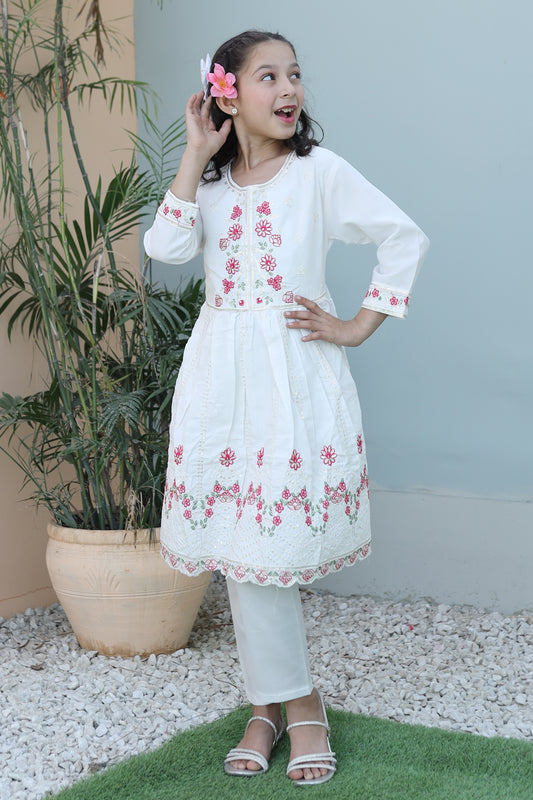 Smoke White Short Frock KST 090