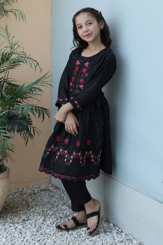 Black Multi Short Frock KST 092