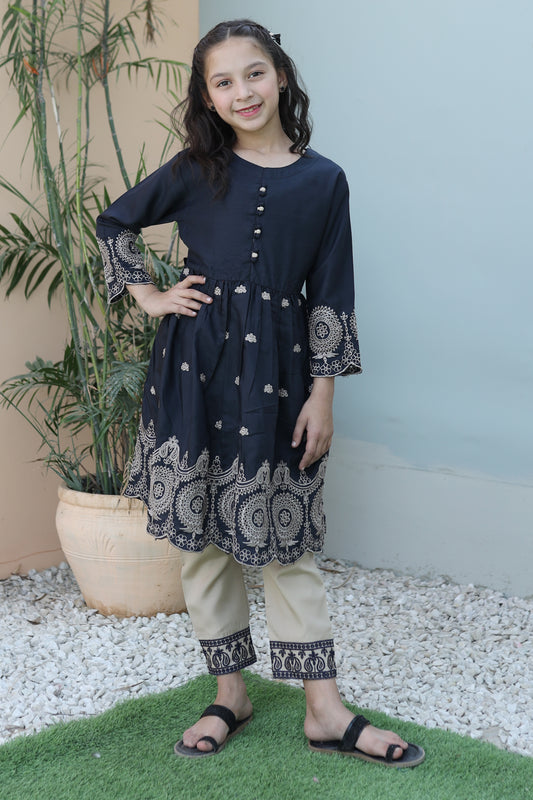 Charcoal Black Short Frock KST 093