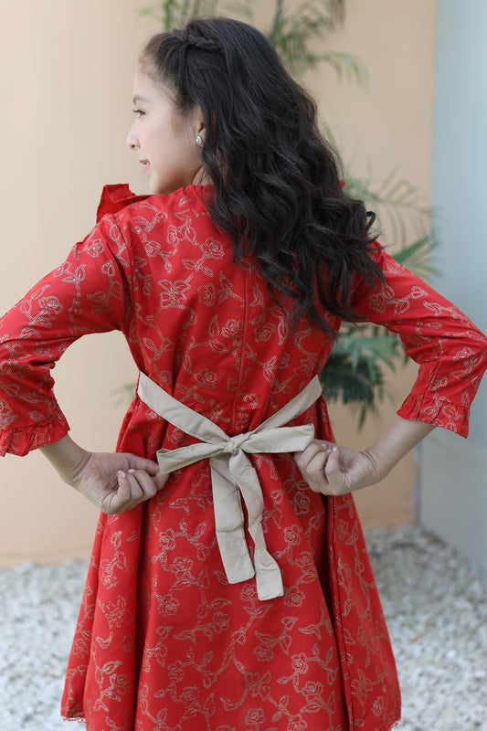 Imperial Red Short Frock KST 094