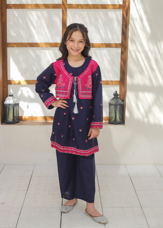 Navy Blue Koti Style 2Pcs Suit KST 135