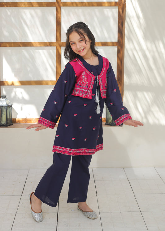 Navy Blue Koti Style 2Pcs Suit KST 135
