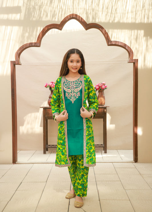 Neon Green Coat Style 2pcs KST 150