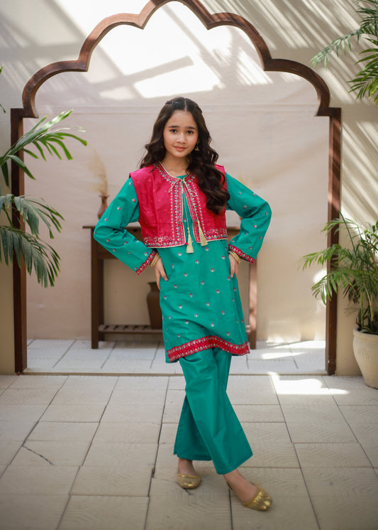 Aquamarine Blue Koti Style & Straight Trouser KST 163