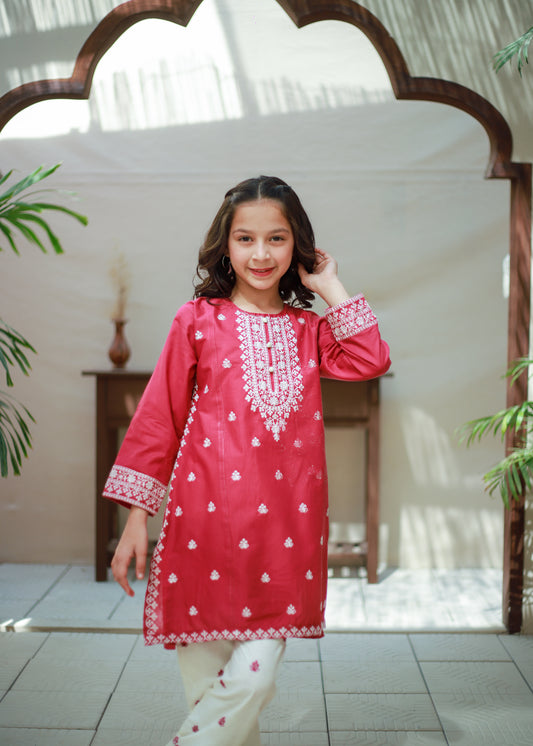 Vivid Pink Straight Shirt & Trouser KST 159
