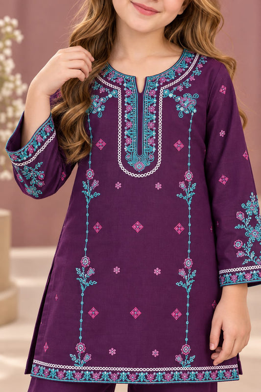 Purple Embroidered Gharara KST 227