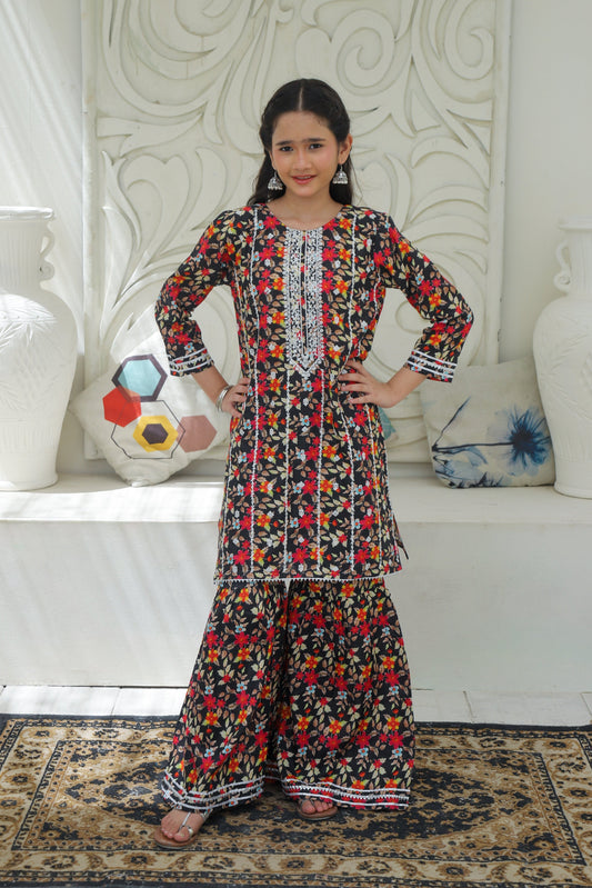 Raspberry Pink Embroidered Gharara KST 193