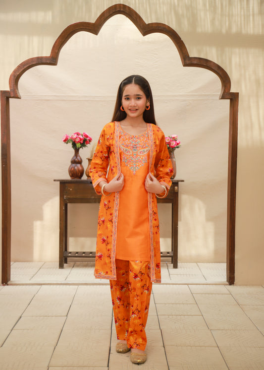 Pumpkin Orange Coat Style 2ps KST 153