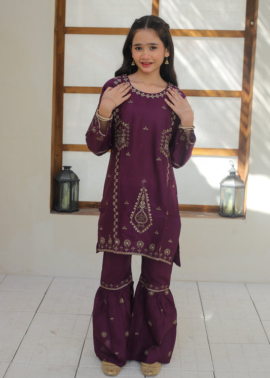 Plum Purple Gharara Suit KST 142