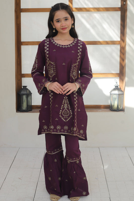 Plum Purple Gharara Suit KST 142