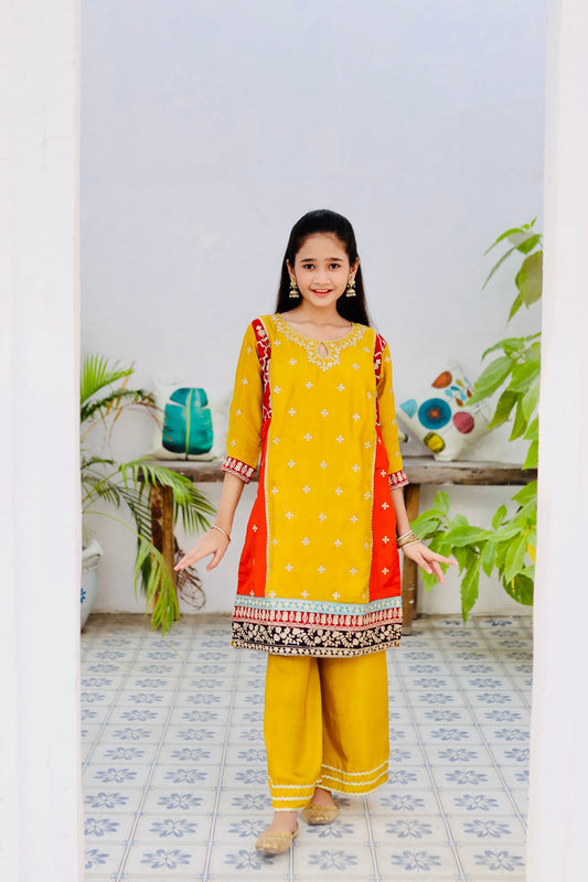 Yellow Multi Colour Gharara-KG 021