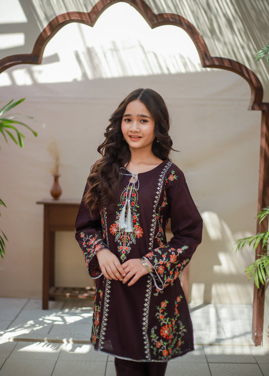 Egg Plant Shirt with Gharara KST 171