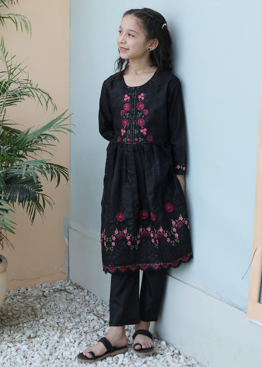 Black Multi Short Frock KST 092