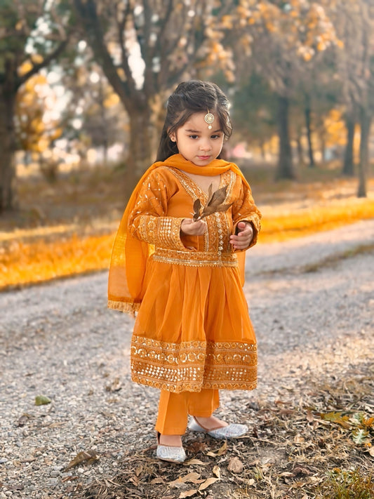 Orange Short Frock-KST 037