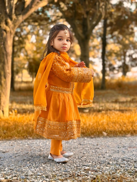 Orange Short Frock-KST 037