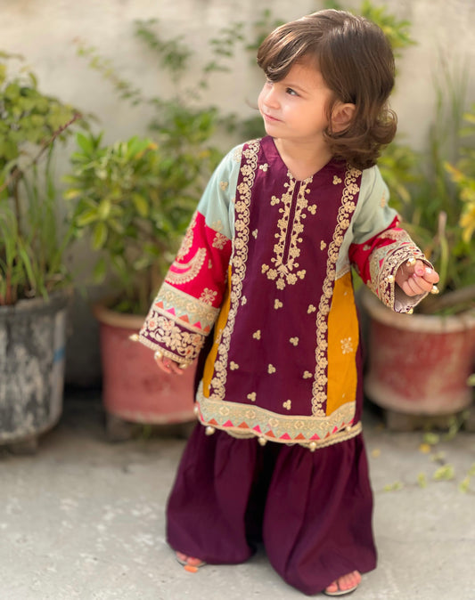 Purple Multi Colour Gharara-KG 016