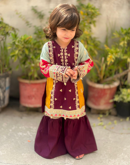 Purple Multi Colour Gharara-KG 016