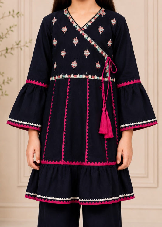 Navy Blue Embroidered Gharara KST 211