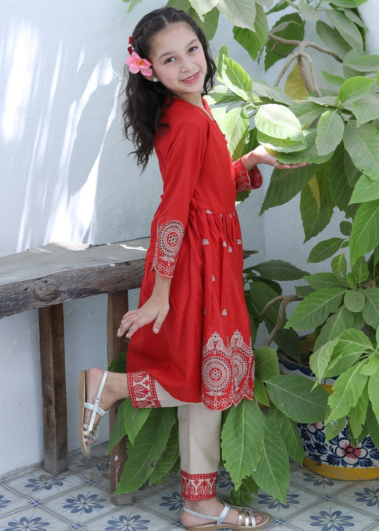 Persian Red Short Frock KST 089