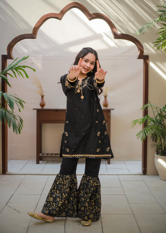 Pitch Black Shirt with Gharara KST 168