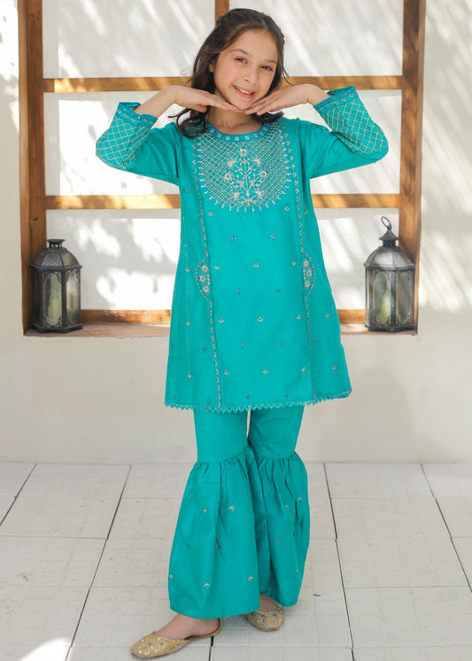 Turquoise Gharara Suit KST 139