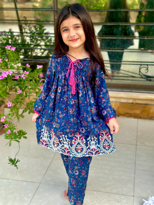 Berry Blue 2pcs Short Frok Suit-KST 063