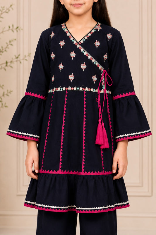 Navy Blue Embroidered Gharara KST 211