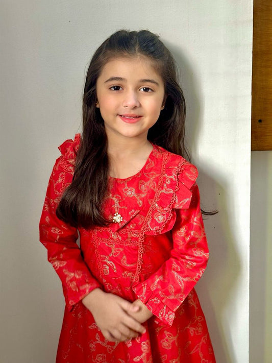 Imperial Red Short Frock KST 094