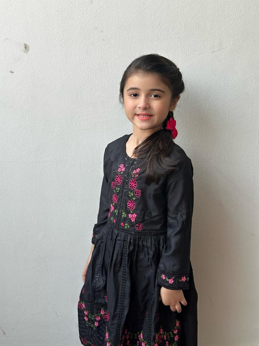 Black Multi Short Frock KST 092