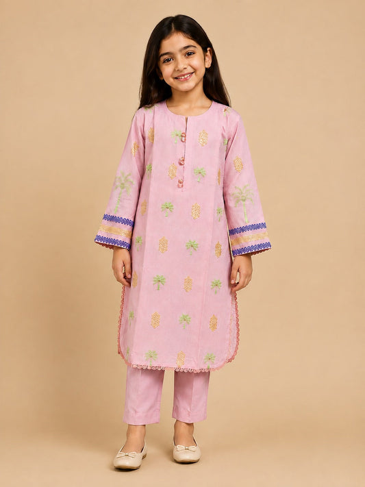 Bubblegum Pink Embroidered 2Pcs Kurta Set KST 218