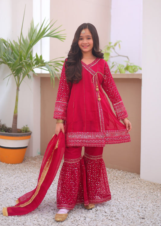 Hot Pink Angrakha Gharara-KG 002