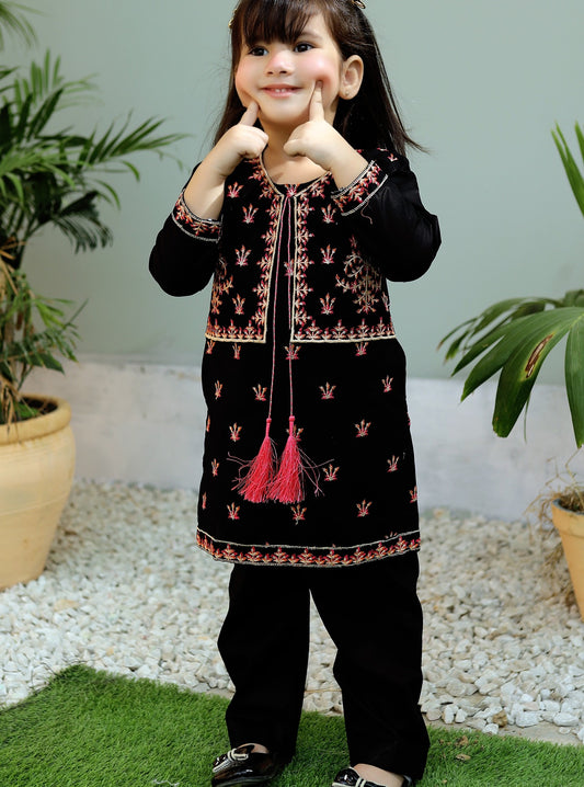 Vantablack Embroidered 2Pcs Suit KST 081