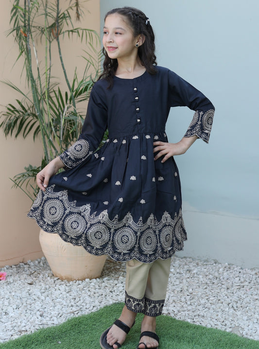 Charcoal Black Short Frock KST 093