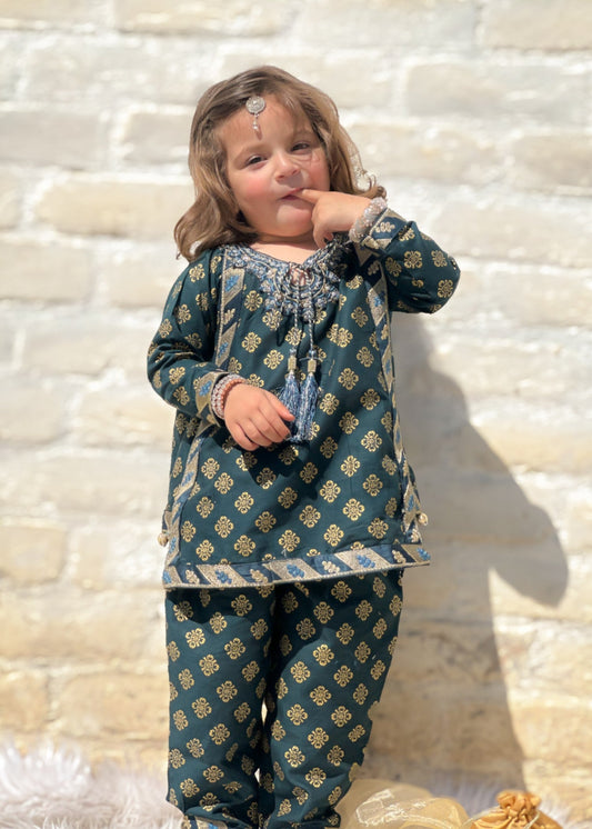 Teal Green 2Pcs Suit KST 042