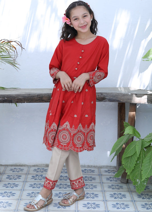 Persian Red Short Frock KST 089