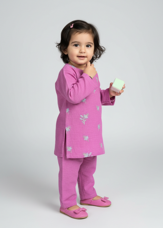 Mauve Pink 2pcs Embroidered Set KST 100