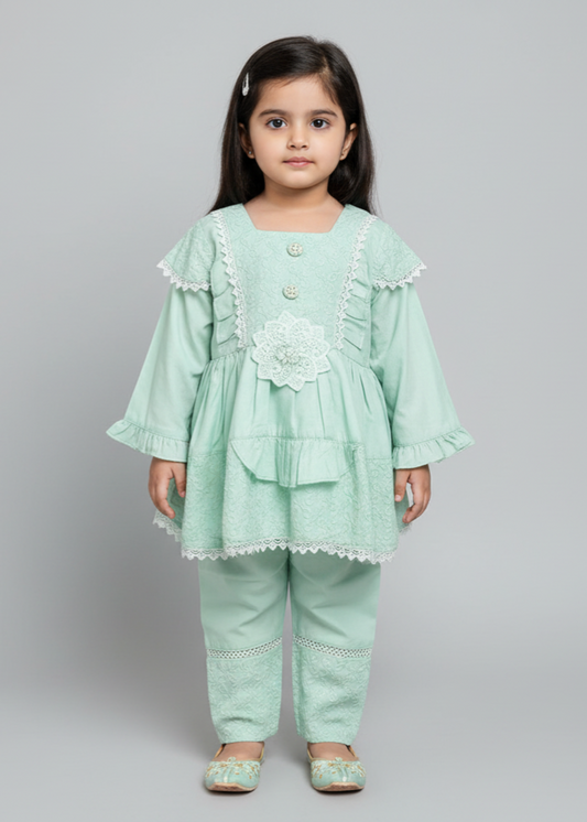 Tea Green Short Frock KST 108