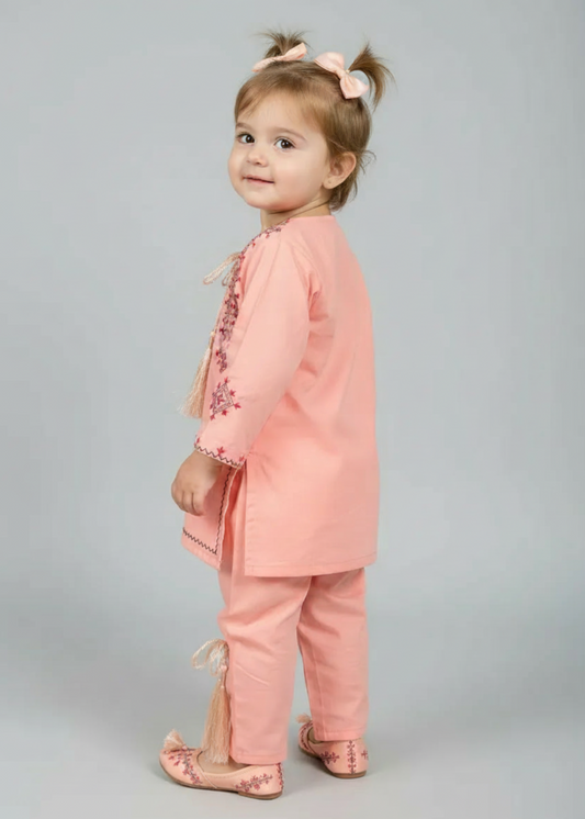 Peach Pink 2pcs Embroidery Set KST 096