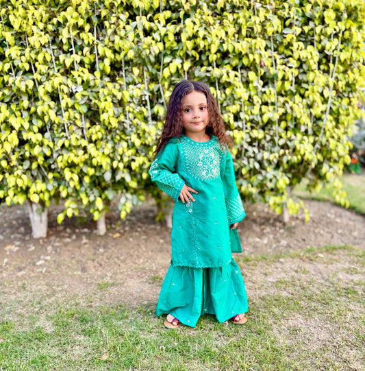 Turquoise Gharara Suit KST 139