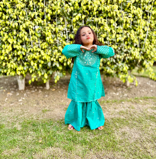 Turquoise Gharara Suit KST 139